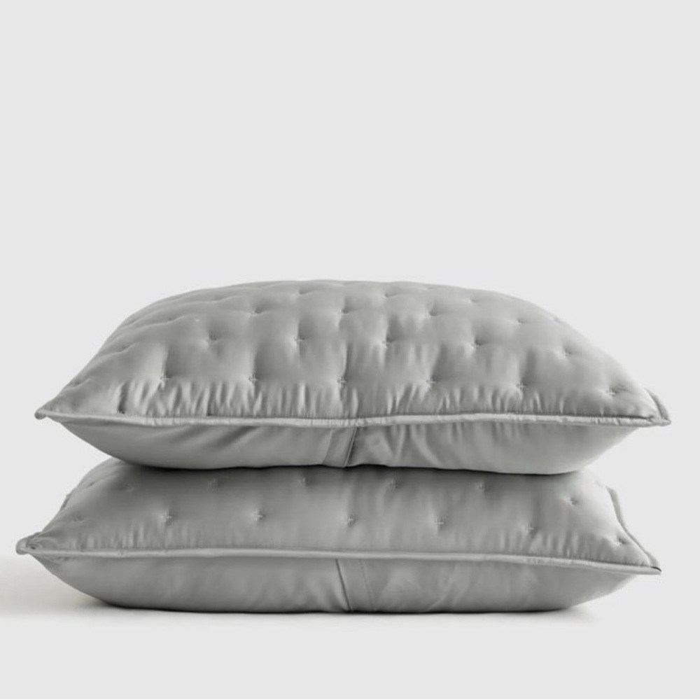 New Quince Bamboo dream quilted sham set in Eucalyptus- King size shams (2)